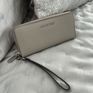 Michael Kors Pewter Leather Zippered Wallet